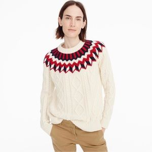 J Crew Fair Isle Cable Knit Sweater